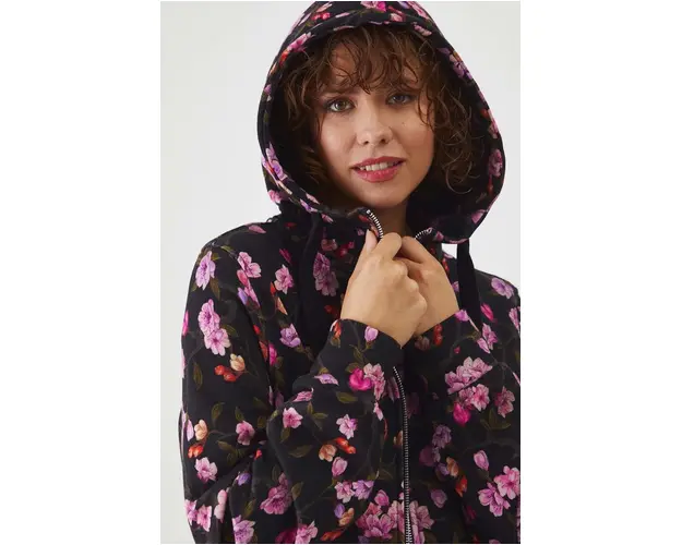 Medicine hanorac de bumbac femei, culoarea negru, cu gluga, modelator