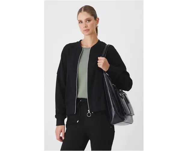 Medicine bluza femei, culoarea negru, neted