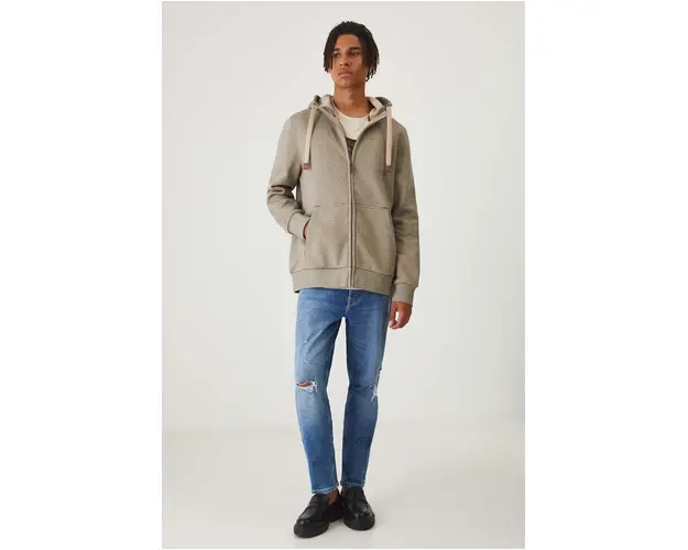 Medicine bluza barbati, culoarea bej, cu gluga