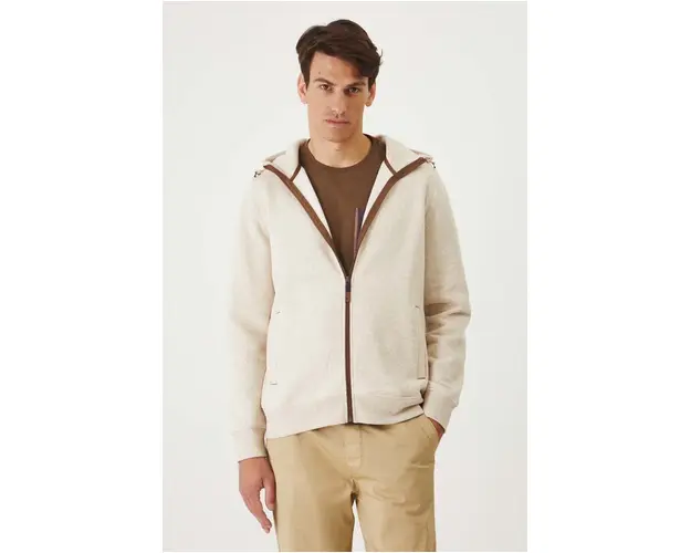 Medicine bluza barbati, culoarea bej, cu gluga, neted