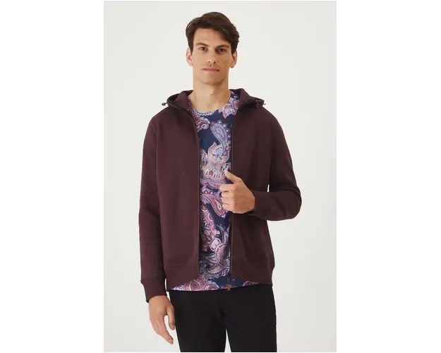 Medicine bluza barbati, culoarea bordo, cu gluga, neted