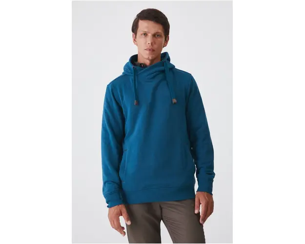 Medicine bluza barbati, culoarea turcoaz, cu gluga, neted