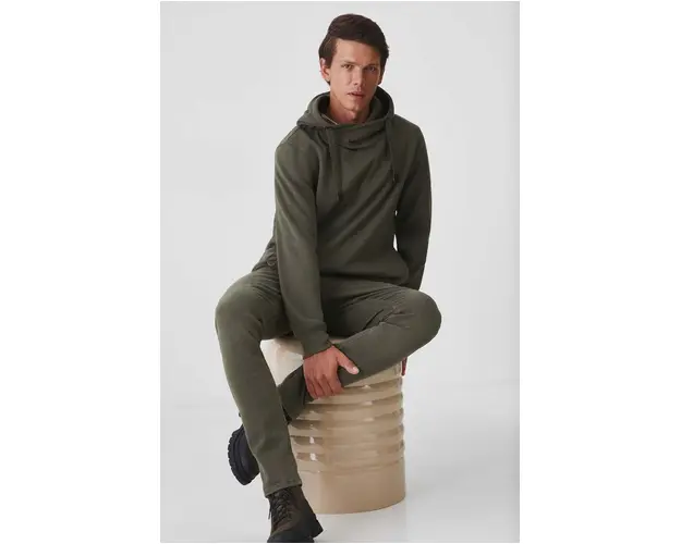 Medicine bluza barbati, culoarea verde, cu gluga, neted