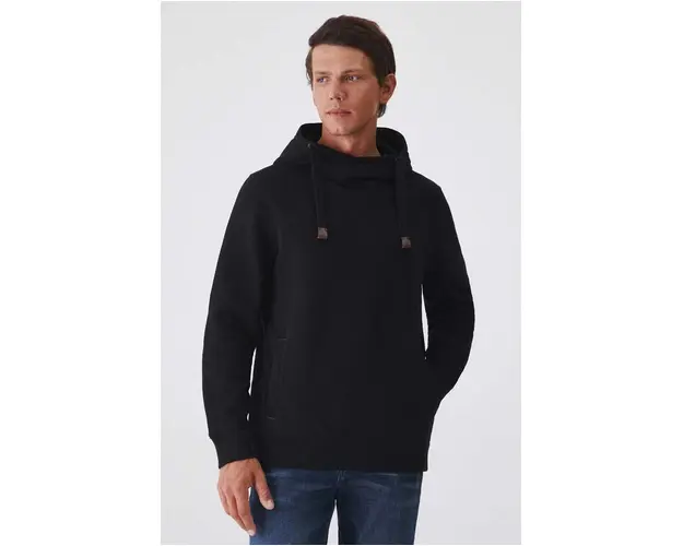 Medicine bluza barbati, culoarea negru, cu gluga, neted