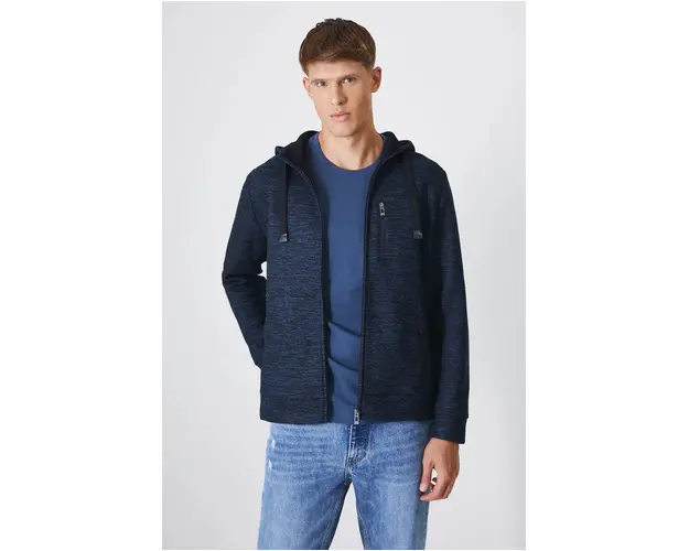 Medicine bluza barbati, culoarea bleumarin, cu gluga, melanj