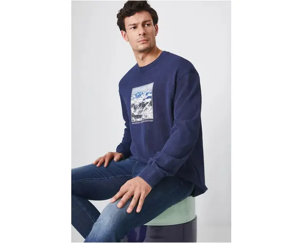 Medicine bluza barbati, culoarea bleumarin, cu imprimeu