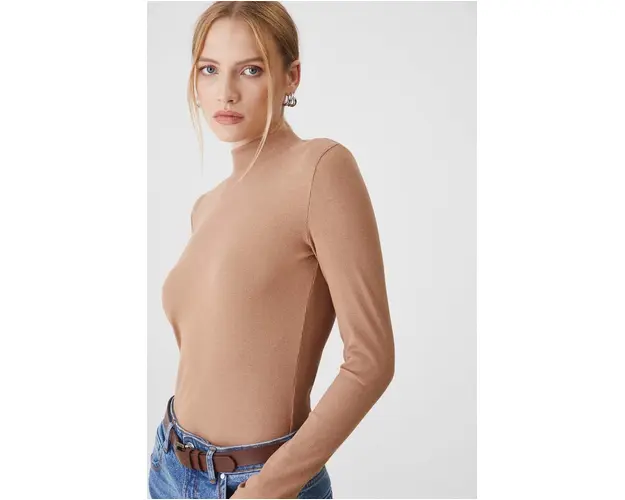 Medicine longsleeve femei, culoarea bej, cu turtleneck