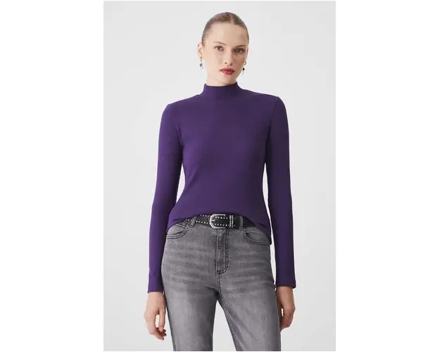 Medicine longsleeve femei, culoarea violet, cu turtleneck