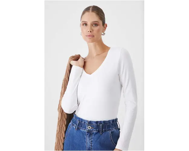 Medicine longsleeve femei, culoarea alb