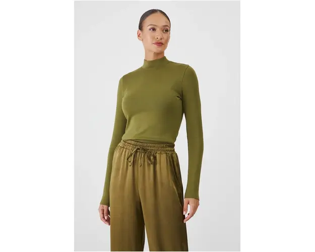 Medicine longsleeve femei, culoarea verde, cu turtleneck