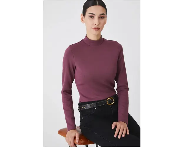 Medicine longsleeve femei, culoarea violet, cu turtleneck