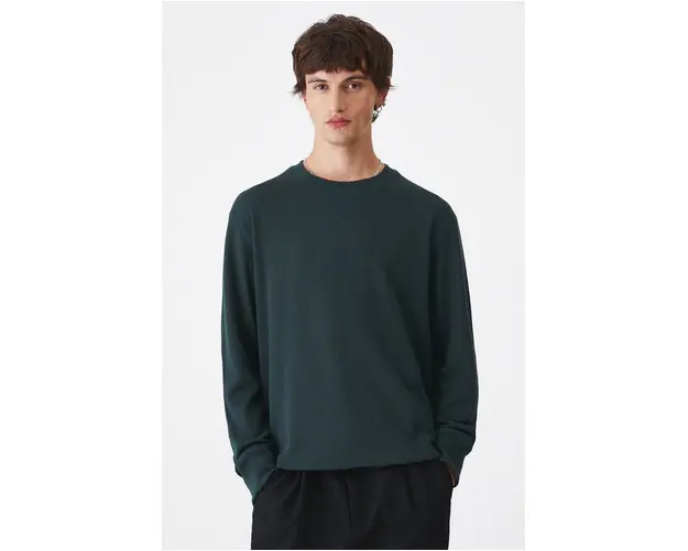 Medicine longsleeve barbati, culoarea verde, neted