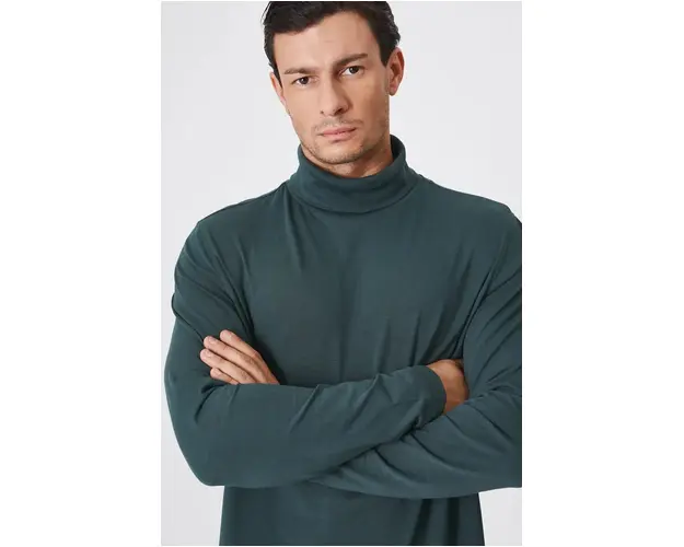 Medicine longsleeve barbati, culoarea verde, neted