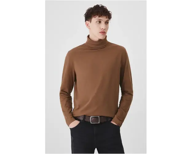 Medicine longsleeve barbati, culoarea maro, neted