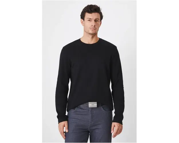 Medicine longsleeve din bumbac culoarea negru, neted
