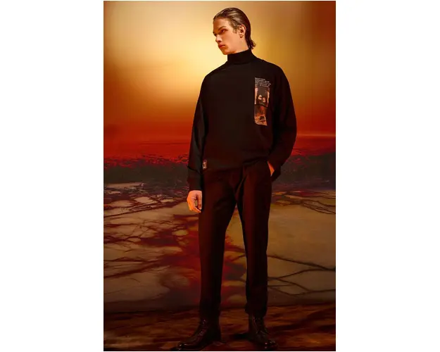 Medicine longsleeve barbati, culoarea negru, cu imprimeu