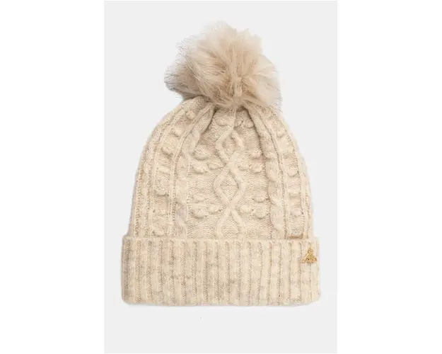 Medicine caciula din amestec de lana culoarea bej, din tricot gros