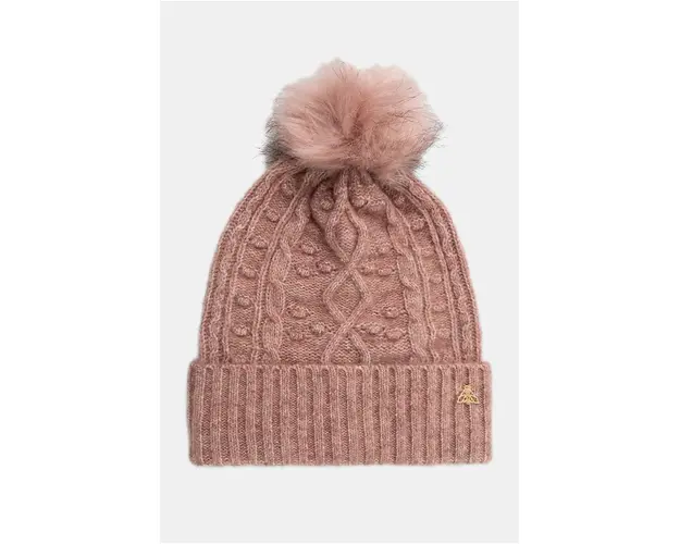 Medicine caciula din amestec de lana culoarea roz, din tricot gros