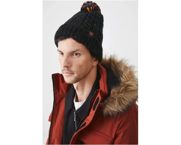 Medicine caciula barbati, culoarea negru, din tricot gros