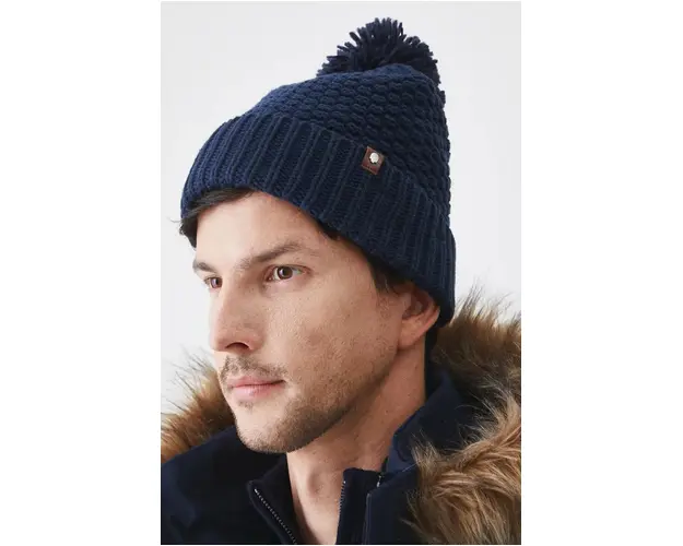 Medicine caciula barbati, culoarea bleumarin, din tricot gros