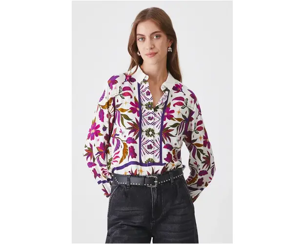 Medicine camasa femei, culoarea alb, cu guler clasic, regular