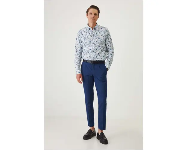 Medicine camasa barbati, culoarea alb, cu guler clasic, slim