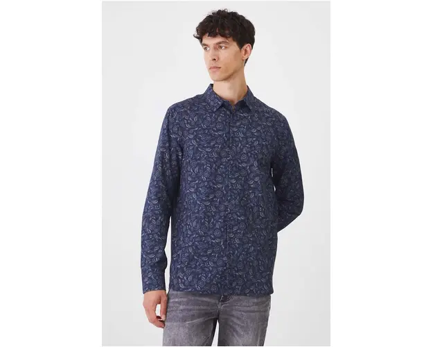 Medicine camasa barbati, culoarea bleumarin, cu guler clasic, slim