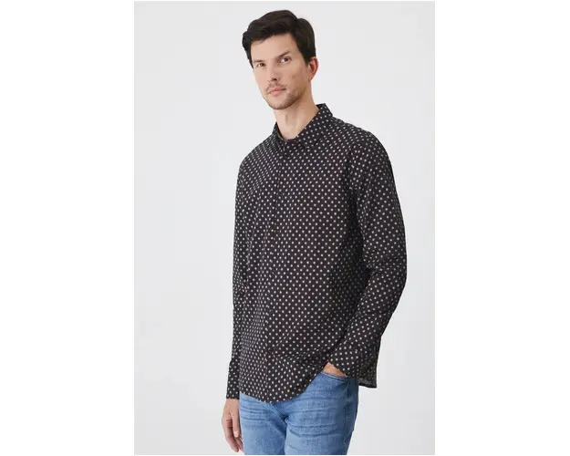 Medicine camasa barbati, culoarea bleumarin, cu guler clasic, regular