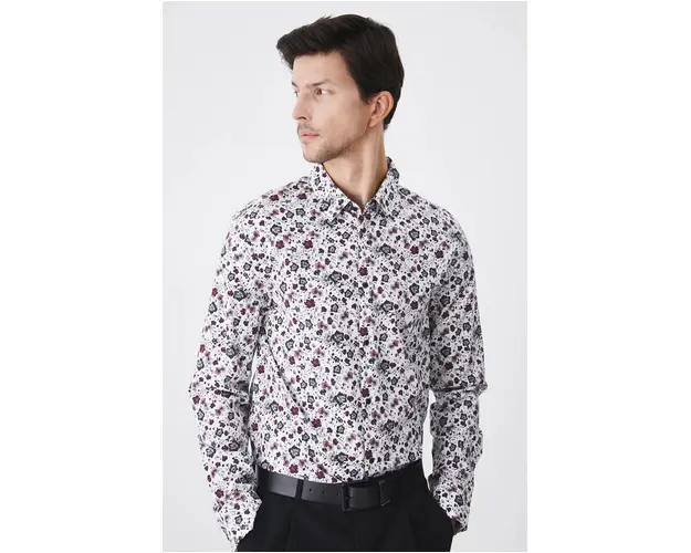 Medicine camasa barbati, culoarea alb, cu guler clasic, regular