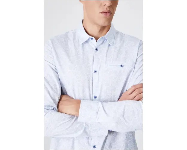 Medicine camasa barbati, culoarea alb, cu guler clasic, regular