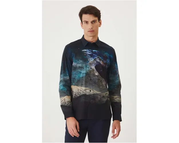 Medicine camasa barbati, cu guler clasic, relaxed