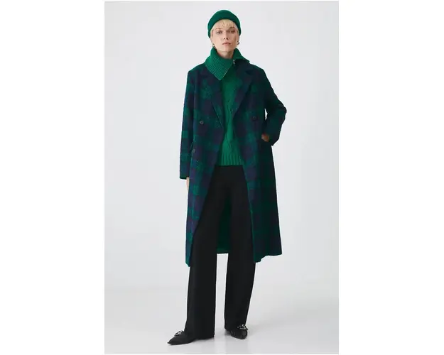 Medicine palton femei, culoarea verde, de tranzitie, cu doua randuri de nasturi