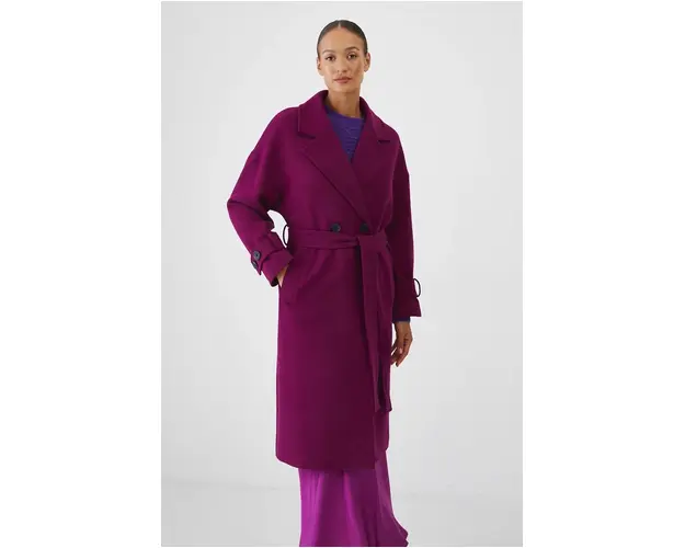 Medicine palton de lana femei, culoarea violet, de tranzitie, cu doua randuri de nasturi