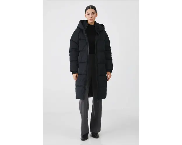 Medicine palton femei, culoarea negru, de iarna, oversize