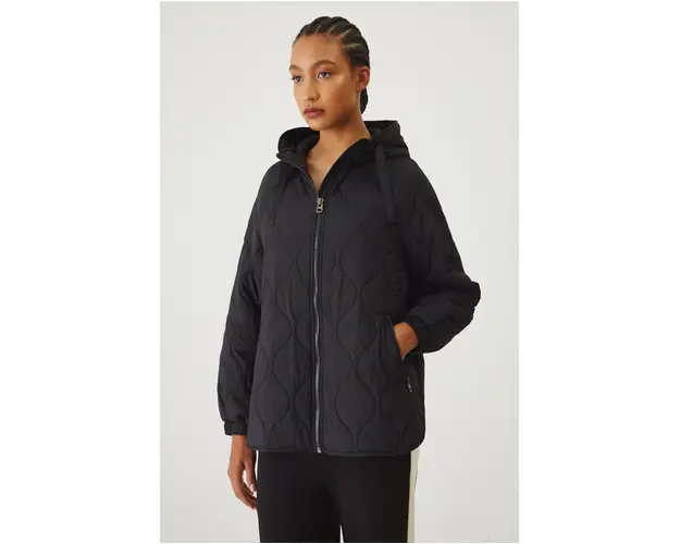 Medicine geaca femei, culoarea negru, de tranzitie, oversize