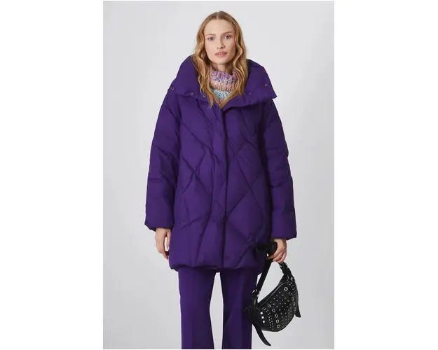 Medicine geaca de puf femei, culoarea violet, de iarna, oversize
