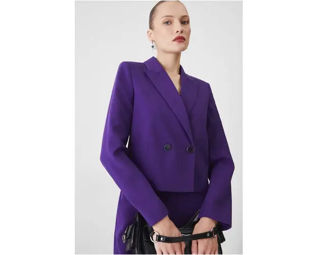 Medicine sacou femei, culoarea violet, cu doua randuri de nasturi, neted