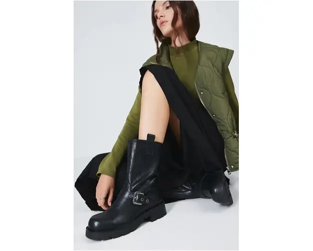 Medicine botine femei, culoarea negru, cu platforma