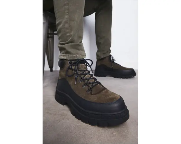 Medicine cizme din piele intoarsa barbati, culoarea verde