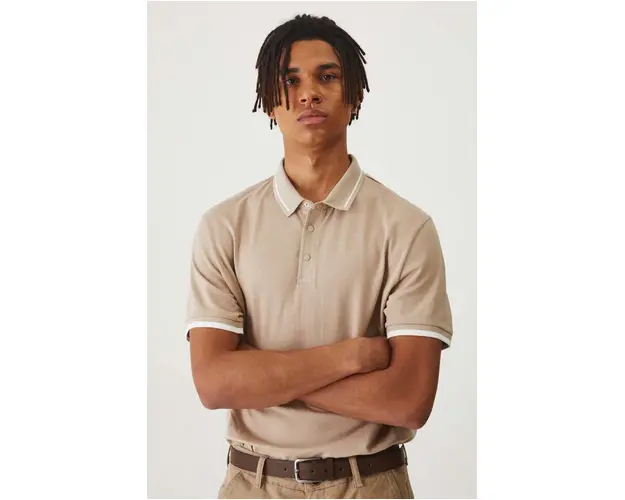 Medicine tricou polo barbati, culoarea bej