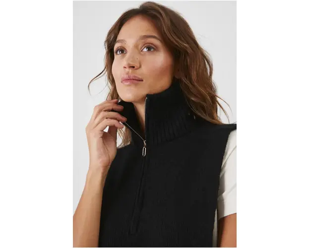 Medicine guler cu fermoar femei, culoarea negru, melanj