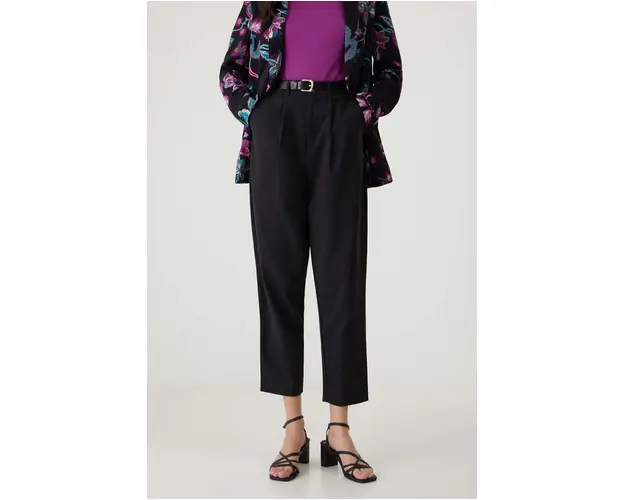 Medicine pantaloni femei, culoarea negru, fason chinos, high waist