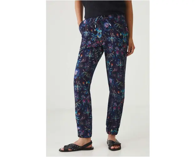 Medicine pantaloni de trening din bumbac culoarea bleumarin, cu imprimeu