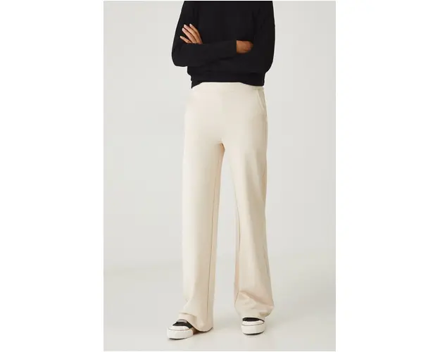 Medicine pantaloni de trening din bumbac culoarea bej, neted