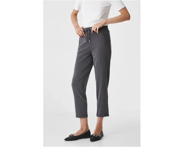 Medicine pantaloni femei, culoarea gri, medium waist