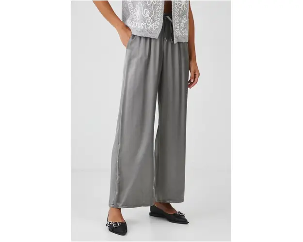 Medicine pantaloni femei, culoarea argintiu, lat, medium waist
