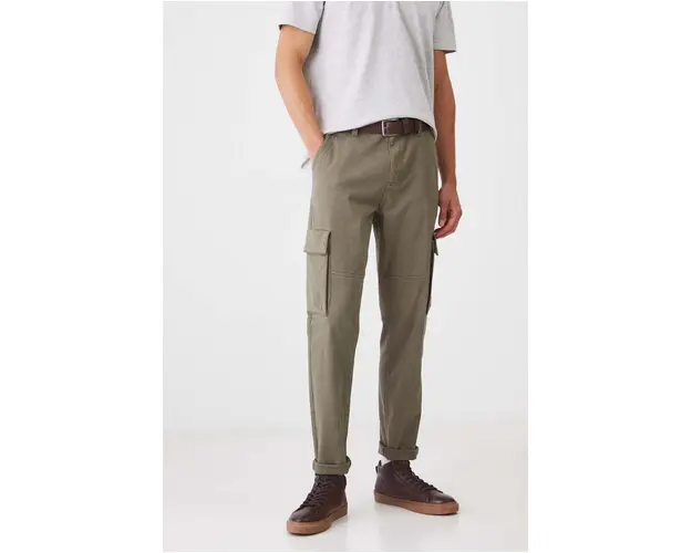 Medicine pantaloni barbati, culoarea verde, cu fason cargo