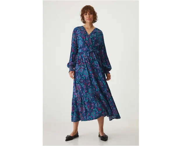 Medicine rochie culoarea bleumarin, midi, evazati