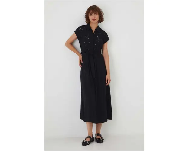 Medicine rochie culoarea negru, midi, drept