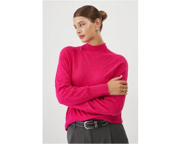 Medicine pulover femei, culoarea roz, light, cu turtleneck